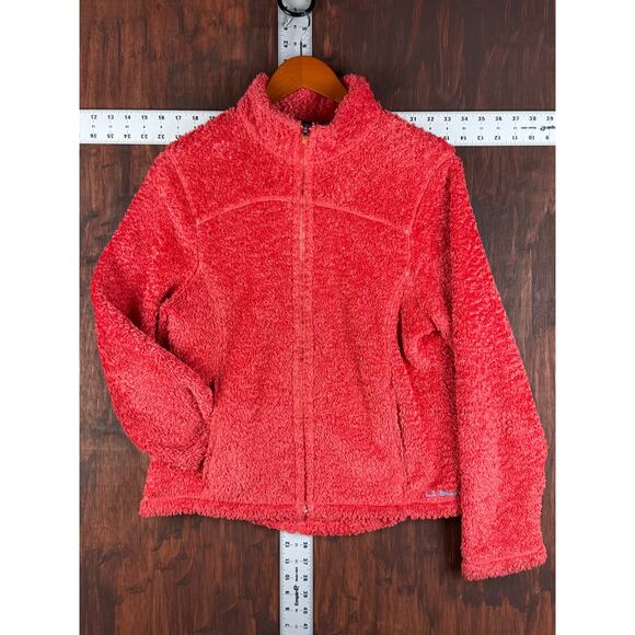 LL Bean Polartec Fuzzy Fleece Full Zip Jacket OPC73 Coral Womens Large Regular - Picture 2 of 7